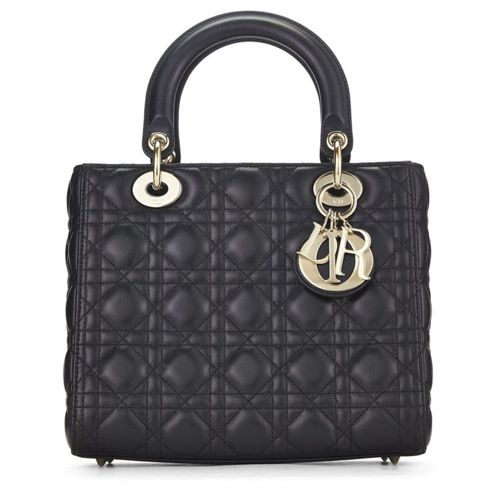 Dior Black Lambskin Leather Lady Medium (Authentic Pre-Loved)